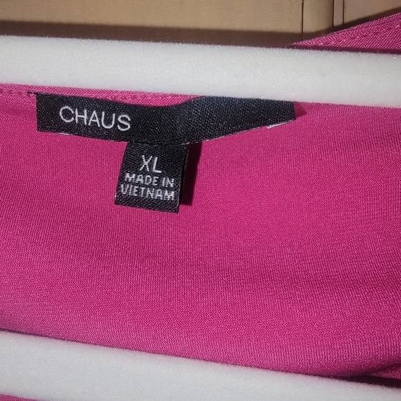 NWT Misses sz XL Chaus Hot Pink Sexy form fitting draped shirt - Picture 9 of 10